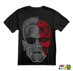 Head Terminator - Red And Silver Lines - Majica