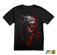 Sivi Vuk Sa Crvenim Detaljima - Wolf - Životinje - Majica