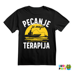Pecanje Je Moja Terapija - Narandžasti Mesec - Fishing - Majica