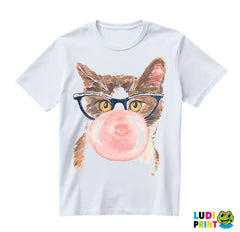 Cat Blowing Bubblegum Balloons - Mačke - Životinje - Majica