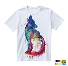 Blue And Red Wolf - Watercolor Painting - Vuk - Životinje - Majica