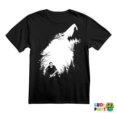 Jon Snow, Forest And Ghost - Shape Of A White Dire Wolf - Game Of Thrones - GOT - Majica