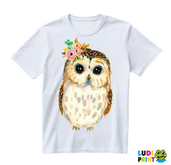 Cute Owl With Flowers - Art - Majica