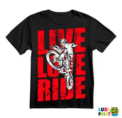 Live, Love, Ride - Red - Motori - Majica