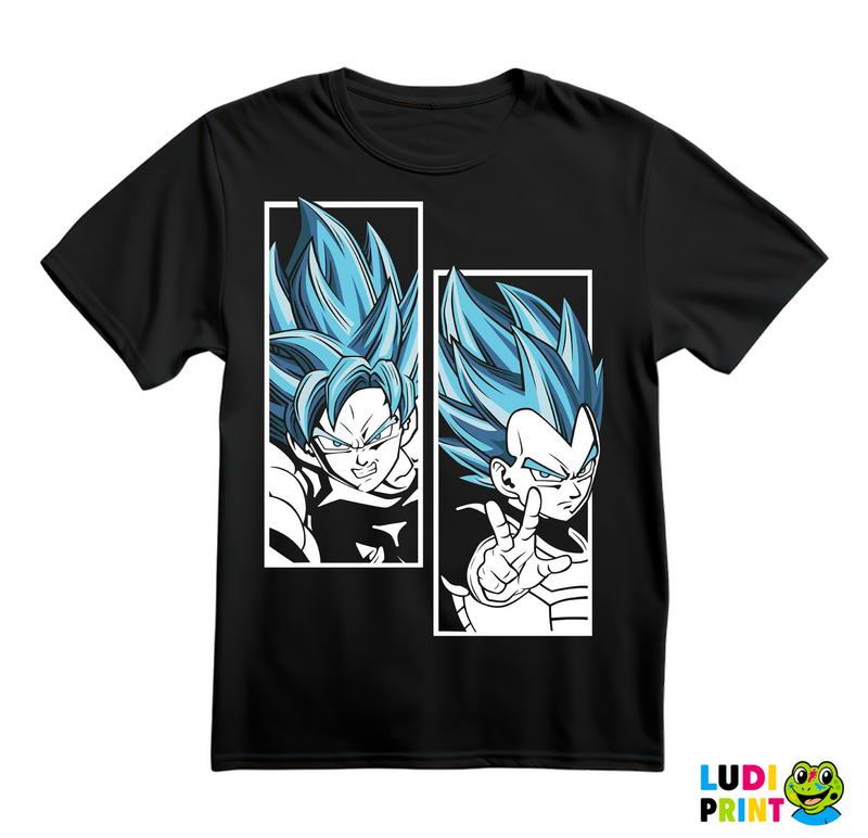 Blue Light Shine Portrait Goku Vegeta - Dragon Ball - Majica