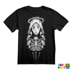 Goth Skeleton Girl With A Crown Of Thorns - Muzika - Majica