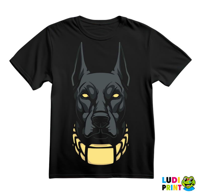 Black Doberman - Outlines - Dark - Pas - Dog - Majica