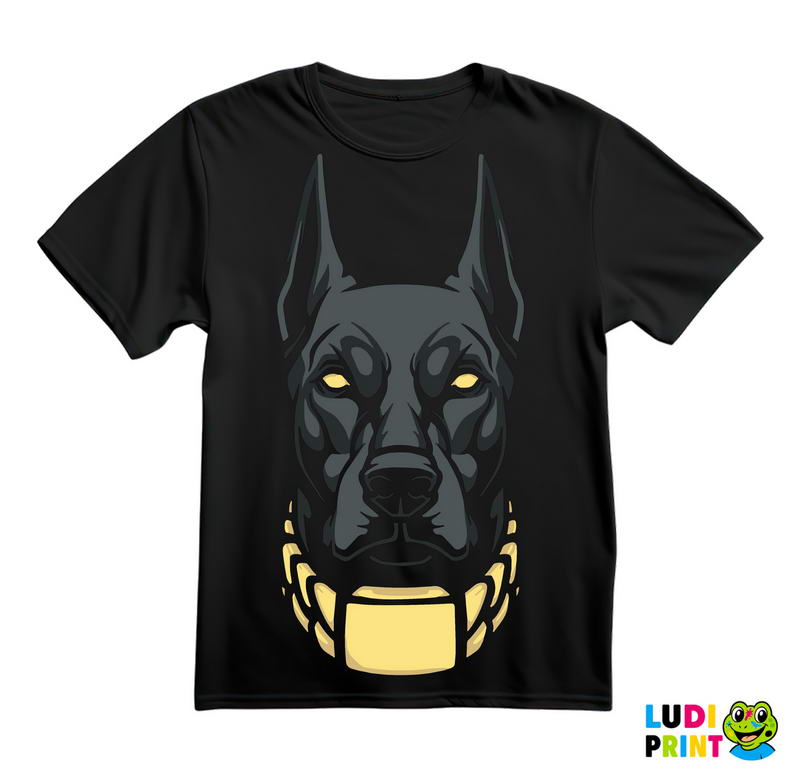 Black Doberman - Outlines - Dark - Pas - Dog - Majica