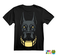 Black Doberman - Outlines - Dark - Pas - Dog - Majica
