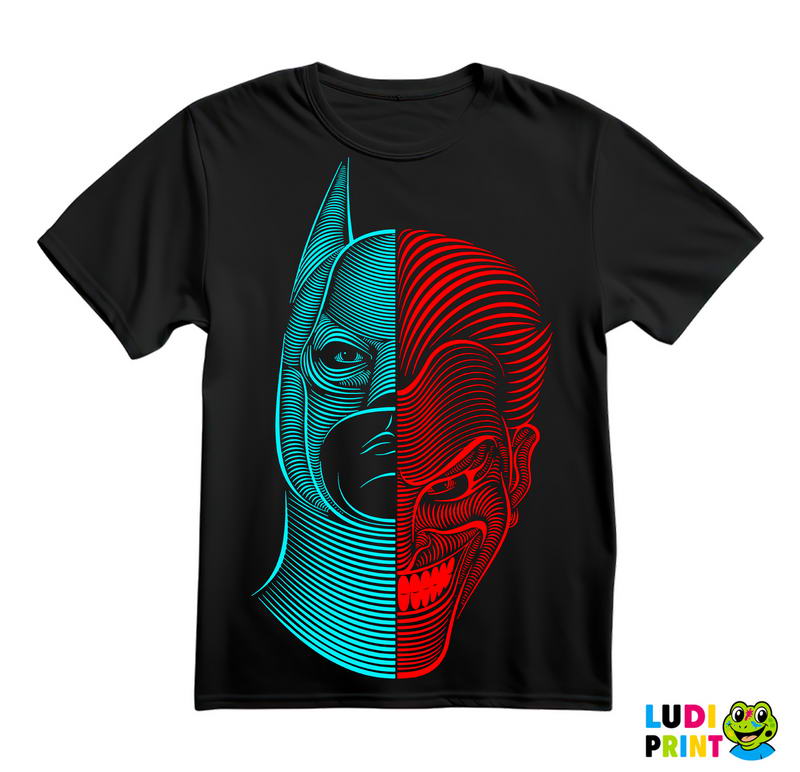 Blue And Red - Half Face - Joker - Batman - Majica