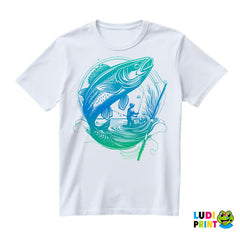 Plavo Zelena Riba I Pecaroš - Pecanje - Fishing - Majica