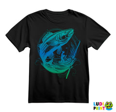 Plavo Zelena Riba I Pecaroš - Pecanje - Fishing - Majica