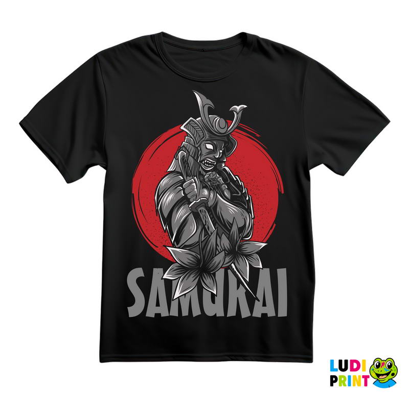 Red Moon And Flower - Samurai - Majica