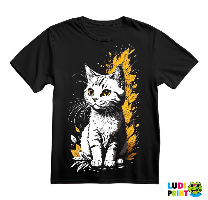 Mačka Sa Jesenjim Lišćem - Cat - Majica