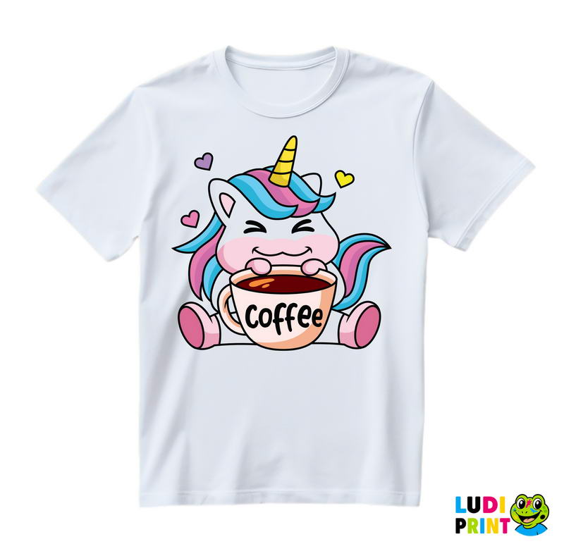 Slatki Jednorog Sa Kafom - Coffee - Kafa - Majica