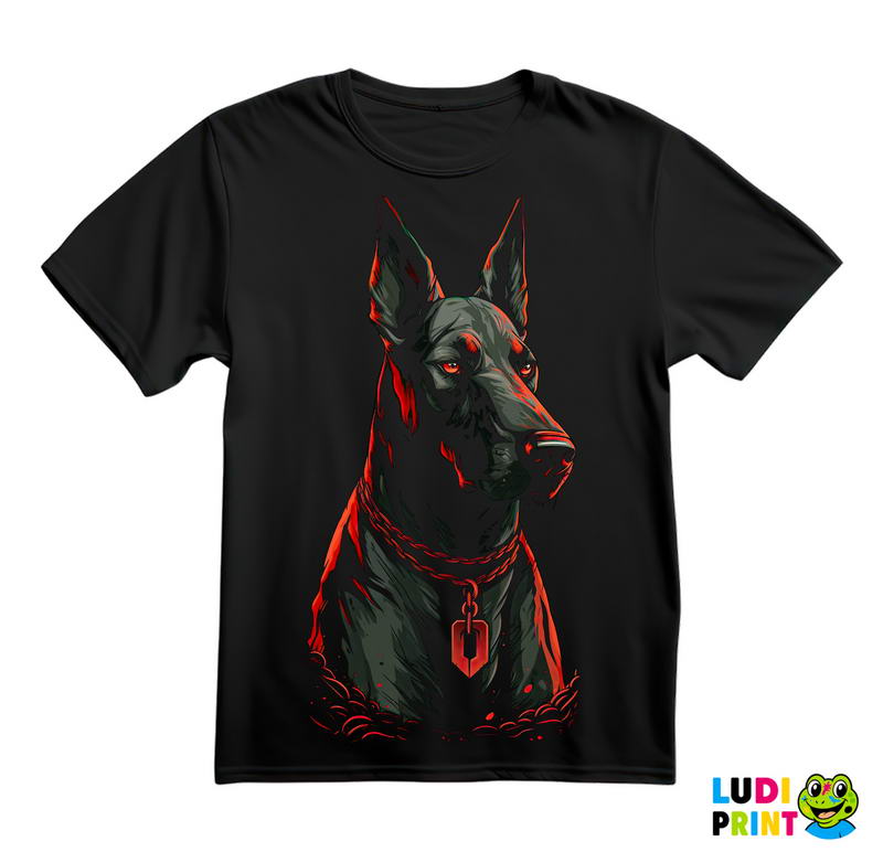 Doberman - Crvene Linije - Pas - Dog - Majica