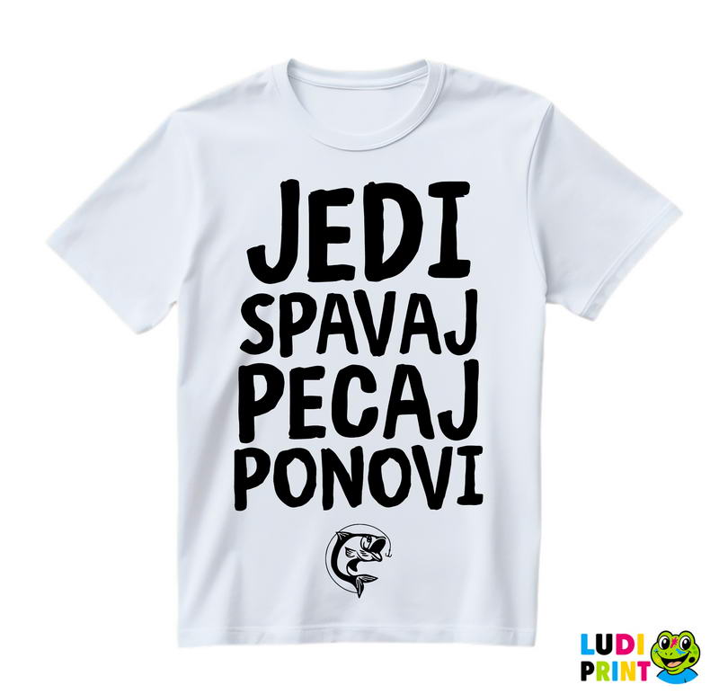 Jedi Spavaj Pecaj Ponovi Mala Riba - Pecanje - Fishing - Majica