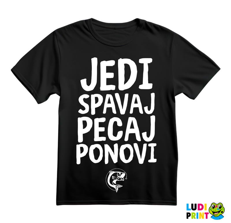 Jedi Spavaj Pecaj Ponovi Mala Riba - Pecanje - Fishing - Majica