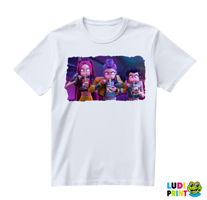 Rumi, Mira And Zoey - Eating Ramen - Huntrix - Kpop Demon Hunters - Majica