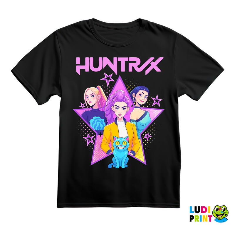 Rumi, Mira And Zoey - Purple Stars - Huntrix - Kpop Demon Hunters - Majica