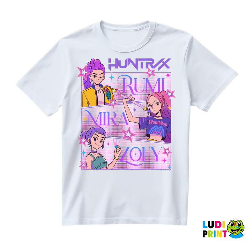 Rumi, Mira And Zoey - Faces - Huntrix - Kpop Demon Hunters - Majica