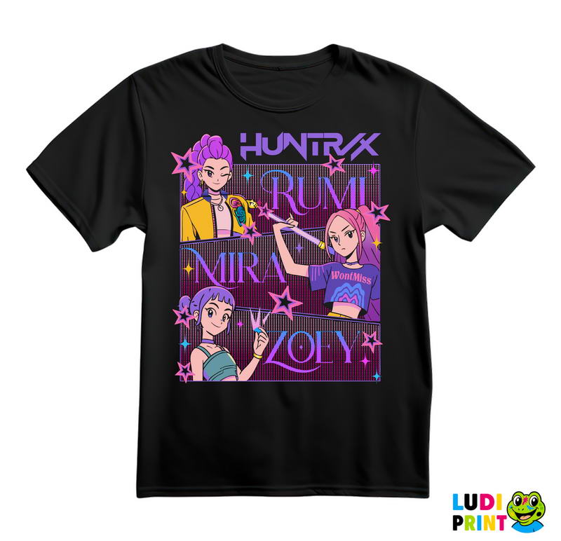 Rumi, Mira And Zoey - Faces - Huntrix - Kpop Demon Hunters - Majica