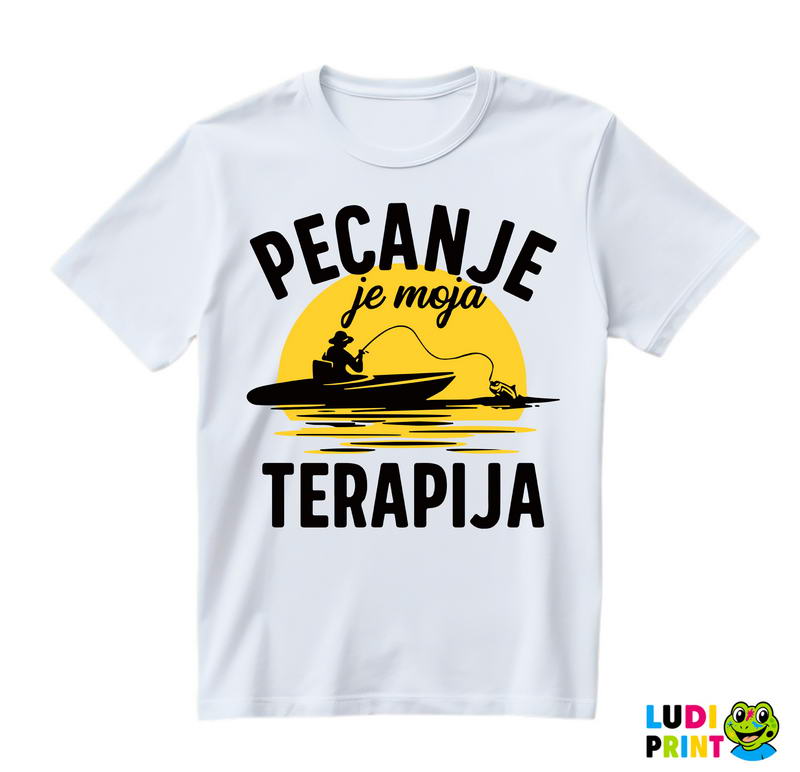 Pecanje Je Moja Terapija - Narandžasti Mesec - Fishing - Majica