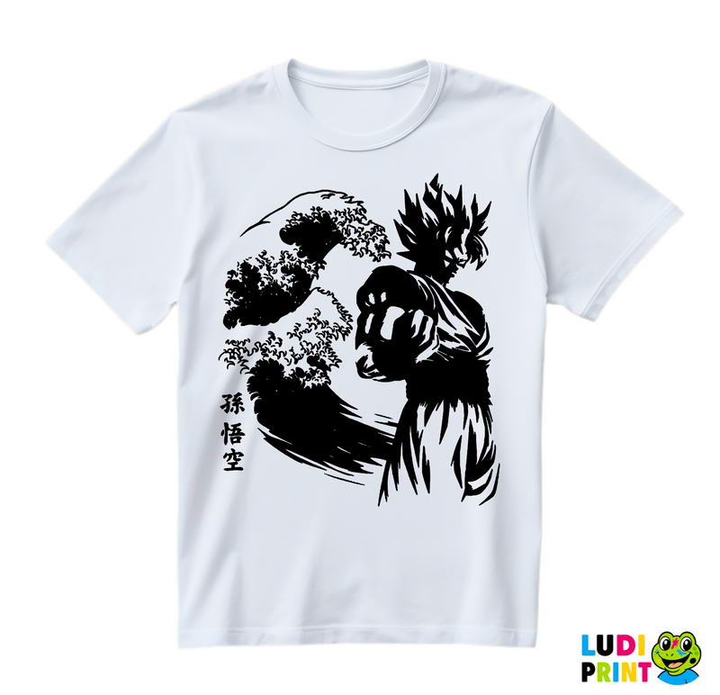 Goku In Front Of Tsunami - Dragon Ball - Majica