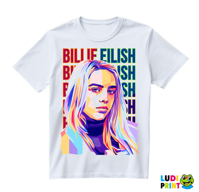 Polygonal Art Text - Billie Eilish - Muzika - Majica