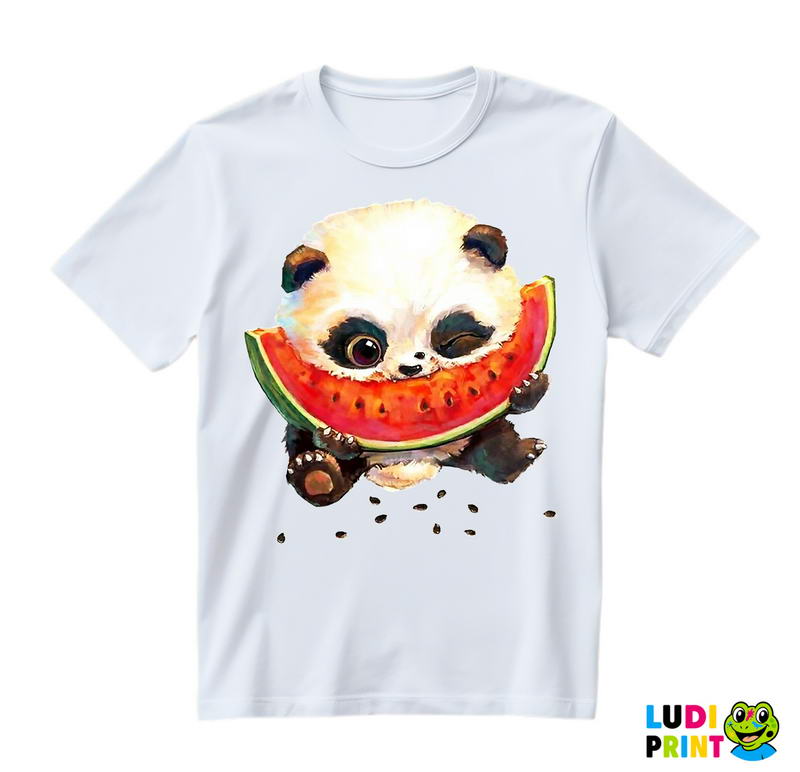 Baby Panda Eating A Slice Of Watermelon - Životinje - Majica