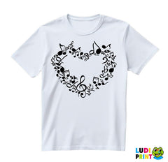 Music Notes In Shape Of A Heart - Muzika - Majica
