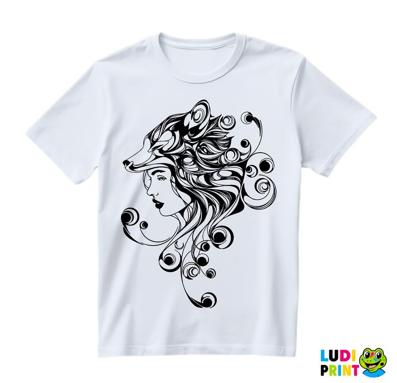 Fox Girl Black Abstract - Art - Majica