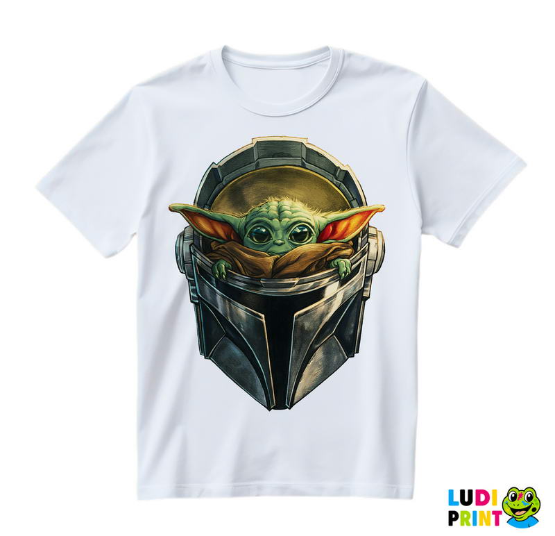 Baby Yoda And Helmet - Yoda - Mandalorian - Star Wars - Majica