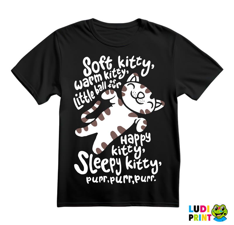 Soft Kitty, Warm Kitty, Little Ball Of Fur. Happy Kitty, Sleepy Kitty, Purr, Purr, Purr. - With Kitty - The Big Bang Theory - TBBT - Majica