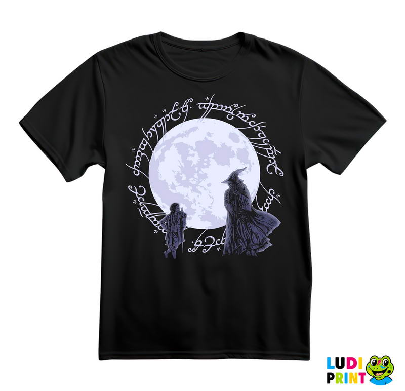 Bilbo Baggins And Gandalf Infront Of The Moon - Lord Of The Rings - LOTR - Majica