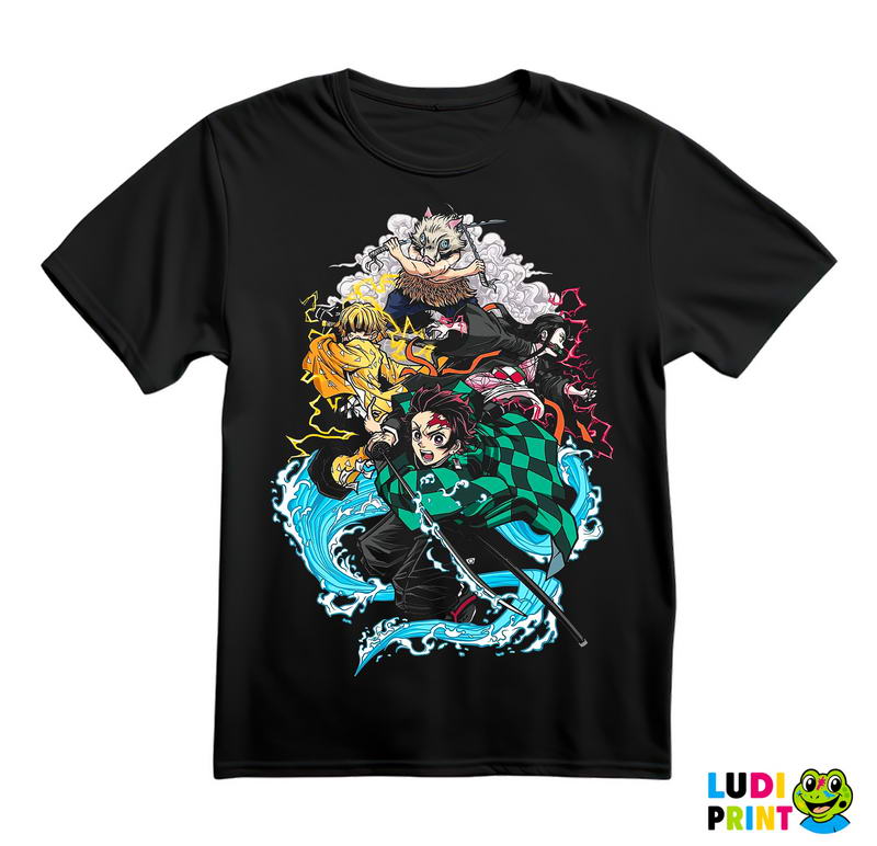 Drawing - Tanjiro, Nezuko, Inosuke And Zenitsu - Travelling Companions - Demon Slayer - Majica