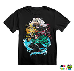 Drawing - Tanjiro, Nezuko, Inosuke And Zenitsu - Travelling Companions - Demon Slayer - Majica