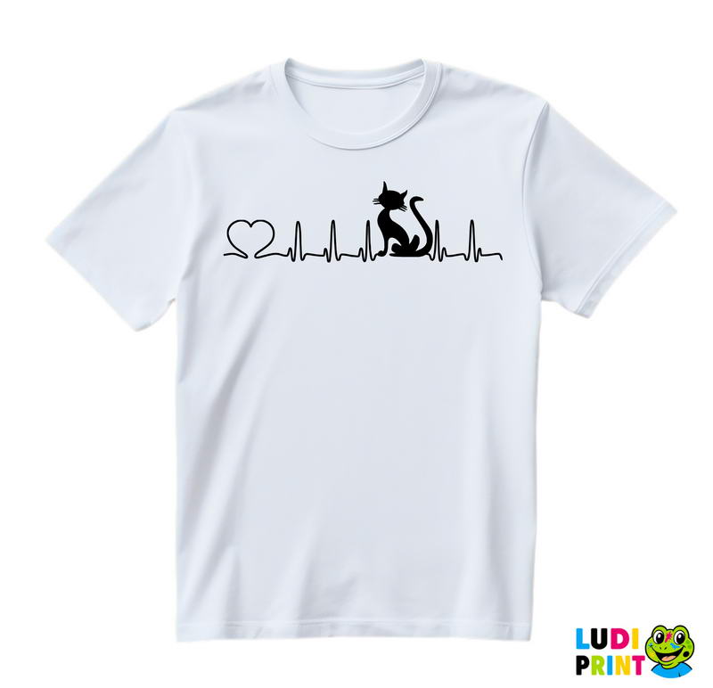 Heart Beat And A Cat - Mačke - Cat - Majica