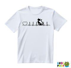 Heart Beat And A Cat - Mačke - Cat - Majica