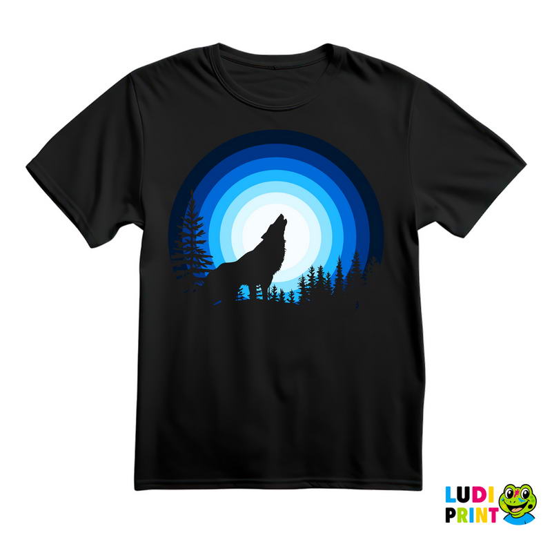 Wolf Howling At The Full Moon Under The Stars - Vuk - Životinje - Majica