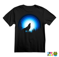 Wolf Howling At The Full Moon Under The Stars - Vuk - Životinje - Majica