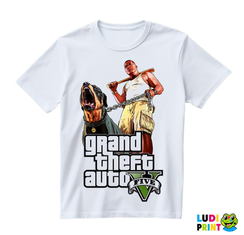 Franklin With Chop Rottweiler - GTA 5 - Majica