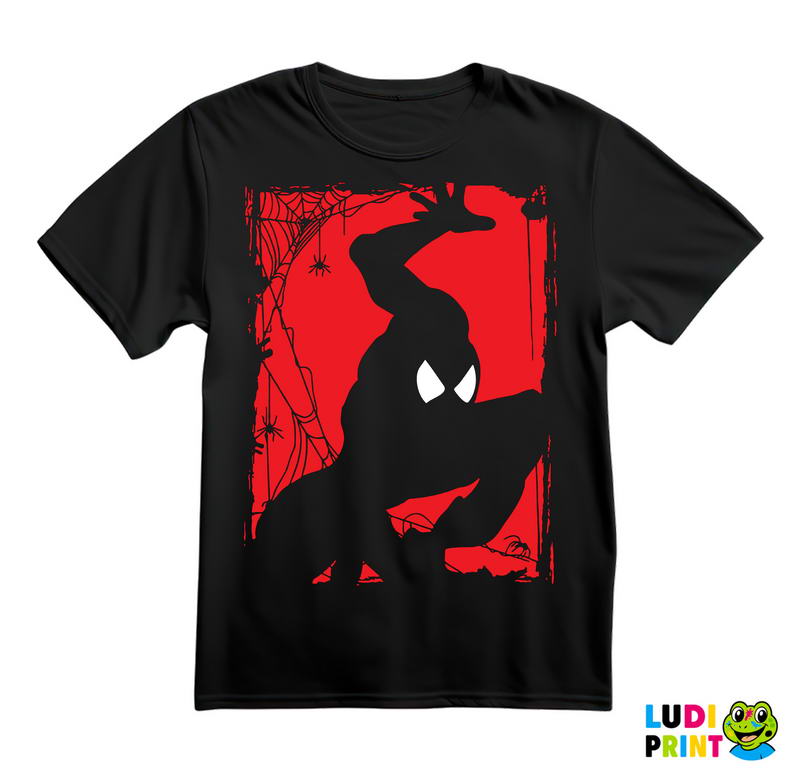 Red Background And Web - SpiderMan - Majica