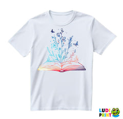 Open Book With Flowers - Colors - Books - Čitanje - Knjige - Majica