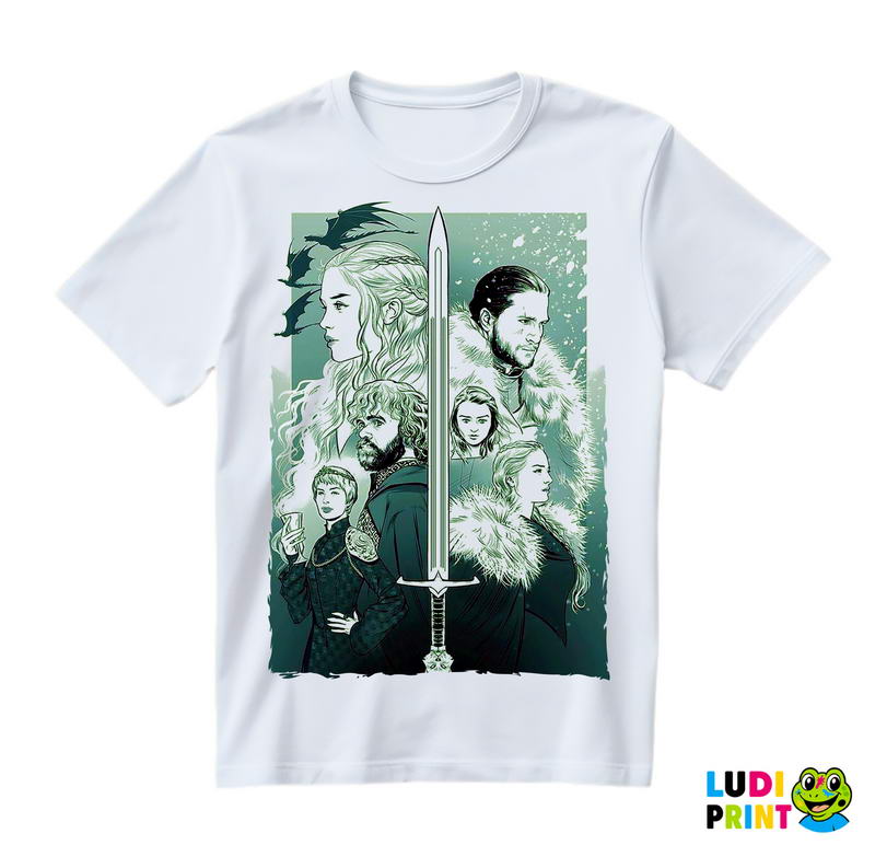 Daenerys Targaryen, Jon Snow, Tyrion Lannister, Arya Stark, Cersei Lannister, And Sansa Stark - Game Of Thrones - GOT - Majica