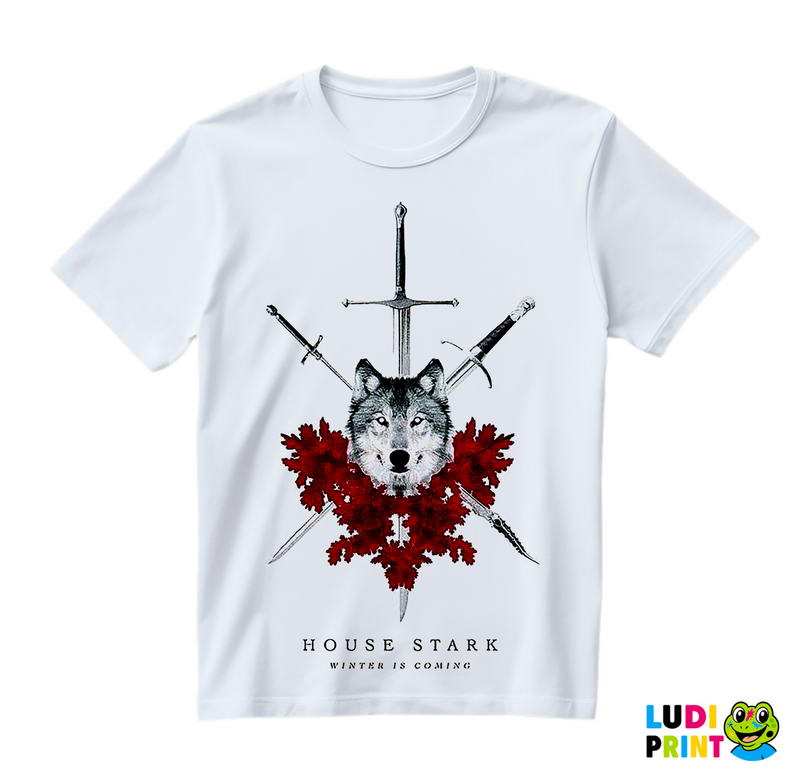 House Stark - Winter Is Coming - Wolf And Red Leafs - Game Of Thrones - GOT - Majica