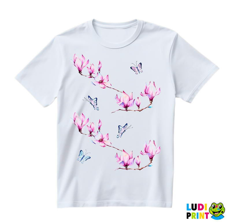 Magnolia And Butterflies - Art - Majica