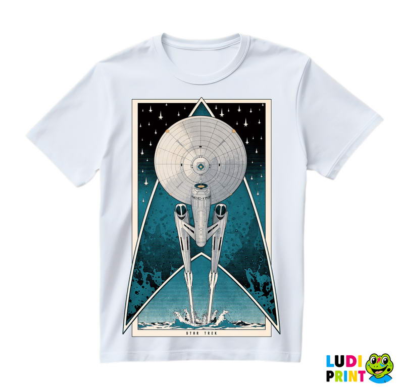 USS Enterprise And Starfleet - Blue - Star Trek - Majica