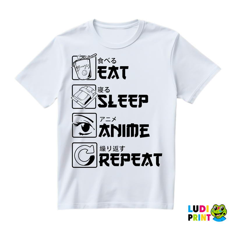 Eat, Sleep, Anime, Repeat - Symbols - Majica