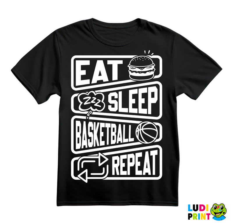 Eat, Sleep, Basketball, Repeat - Symbols - Košarka - NBA - Majica